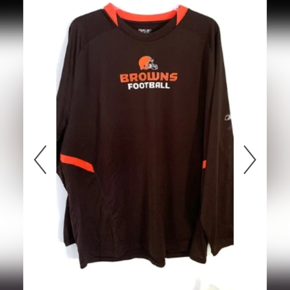 🆕Reebok Cleveland Browns Long Sleeve Dri Fit Material Shirt Large Runs Big - Picture 1 of 3